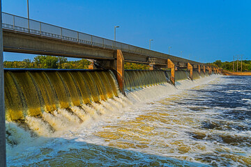 The Coon Rapids Dam in Minnesota on the eastern shore of the Mississippi River was completed in 1914. 
