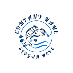 Fishing logo design vector.
