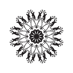 Mandala ornament outline doodle hand-drawn illustration. Vector henna tattoo style, can be used for textile, coloring books,
phone case print, greeting cards


