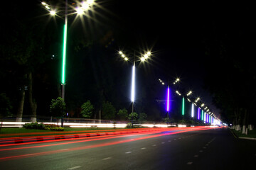 Uzbekistan, View of Tashkent streets in night