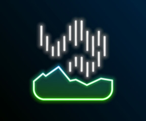 Glowing neon line Northern lights icon isolated on black background. Colorful outline concept. Vector
