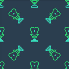 Line Armchair icon isolated seamless pattern on blue background. Vector