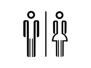 Toilet direction Icon Vector illustration. Bathroom Sign, Male female icon emblem isolated on White Background