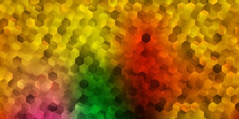 Light multicolor vector background with hexagonal shapes.