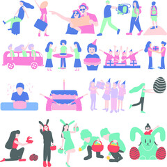 Family & Couple Easter Illustration