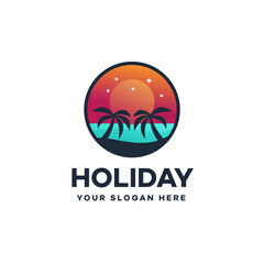 Vacation Beach Logo Template