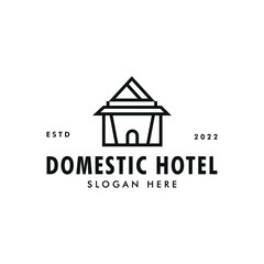 Domestic hotel icon logo design vector illustration. outline Domestic home stay logo business vector design template with modern, simple and elegant styles isolated on white background.