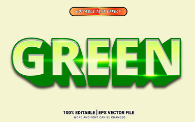 Green simple 3d editable text effect template design