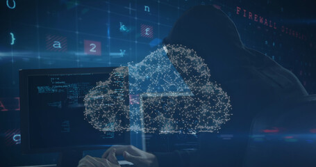 Image of scanning, numbers and online security padlock