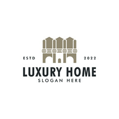 Fototapeta premium Luxury home logo business vector design template. modern home stay icon logo design vector ideas inspiration with flat, silhouette and simple style isolated on white background.