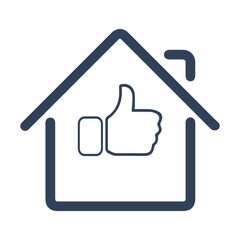 Apartment, feedback, thumb up icon