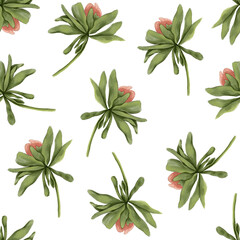 Aster flowers. Vintage seamless pattern in a watercolor style. Pastel colors.