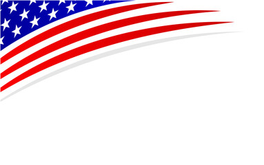 American abstract flag wave corner banner border with an empty space for text.	