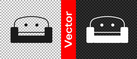 Black Armchair icon isolated on transparent background. Vector