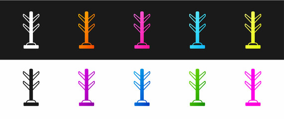 Set Coat stand icon isolated on black and white background. Vector