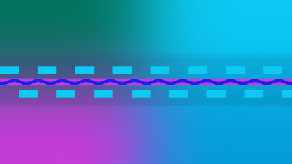 Abstract neon gradient wavy line pattern background image.