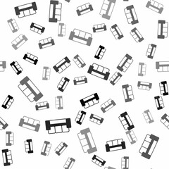 Black Sofa icon isolated seamless pattern on white background. Vector