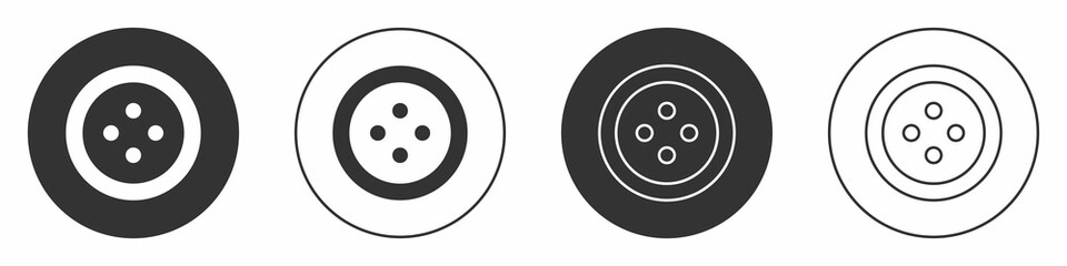 Black Sewing button for clothes icon isolated on white background. Clothing button. Circle button. Vector