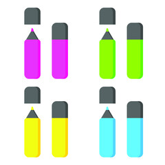 Colorful markers. Set of markers on a light background. colored markers. Icon markers. Vector illustration.Isolated rainbow of colorful pen markers. vector illustration
