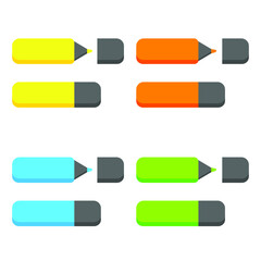 Colorful markers. Set of markers on a light background. colored markers. Icon markers. Vector illustration.Isolated rainbow of colorful pen markers. vector illustration

