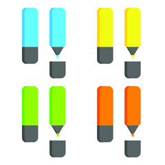 Colorful markers. Set of markers on a light background. colored markers. Icon markers. Vector illustration.Isolated rainbow of colorful pen markers. vector illustration
