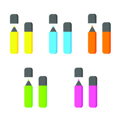 Colorful markers. Set of markers on a light background. colored markers. Icon markers. Vector illustration.Isolated rainbow of colorful pen markers. vector illustration
