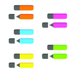 Colorful markers. Set of markers on a light background. colored markers. Icon markers. Vector illustration.Isolated rainbow of colorful pen markers. vector illustration
