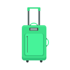 travel stroller suitcase bag isolated vector, luggage illustration that symbolize travelling and getting new emotions, suitcase  with pockets isolated on white background vector illustration