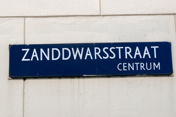 Street Sign Zanddwarsstraat At Amsterdam The Netherlands 23-6-2022