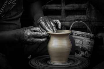 Fototapeta na wymiar hands of a potter