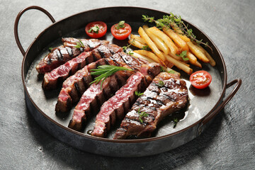 Grilled steak with french fries.