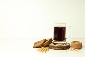 Concept of fresh drink, kvass, space for text