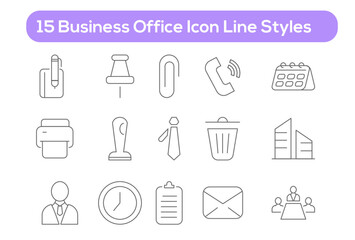 Business Office Icon Line Styles - Editable Stroke - Pixel Perfect