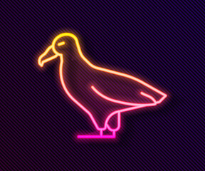 Glowing neon line Albatross icon isolated on black background. Vector