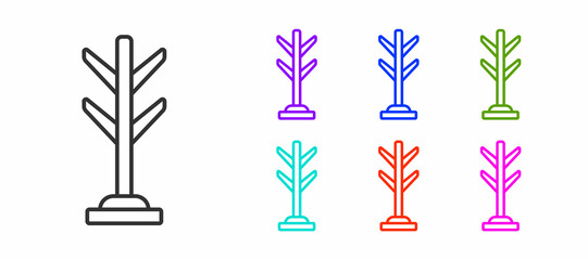 Black line Coat stand icon isolated on white background. Set icons colorful. Vector