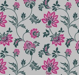 Colorful wedding card design, paisley floral pattern , India	