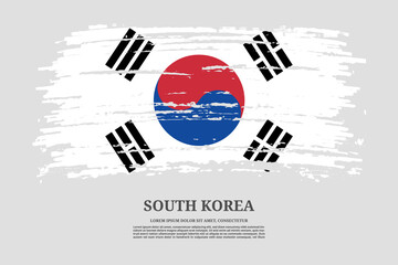 South Korea flag with brush stroke effect and information text poster, vector - Powered by Adobe