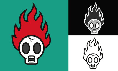 Fiery skull head vektor design