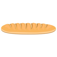 A long loaf of bread with a baked crust on a white background.Vector illustration.It can be used in the menus of bakeries, cafes,restaurants,textiles, bakery packaging.