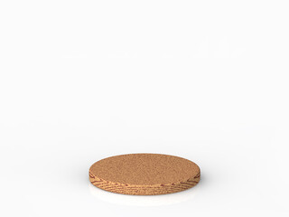 round wooden board on a white background. template. 3d image. 3d rendering.