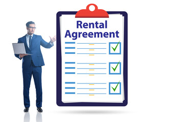 Rental agreement concept with businessman