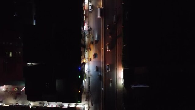 Aerial Night Time Hyperlapse of Cox's Bazar City in Bangladesh