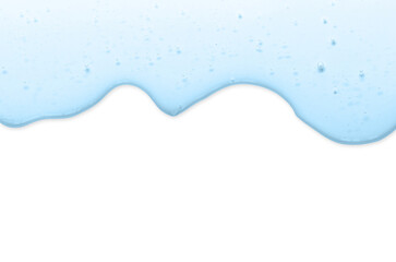 The blue texture of a cosmetic gel for moisturizing the skin. Isolated on white. Copy space