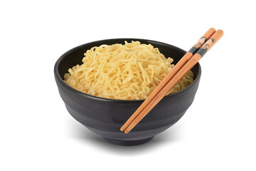 Noodles in black bowl isolated on white background  this has clipping path. - Powered by Adobe