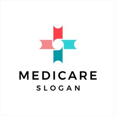 Cross logo template vector related to medical clinic, pharmaceutical or hospital. Medical sign icon illustration