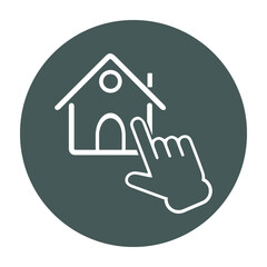 house and click logo combination. Real estate and cursor symbol or icon. Unique apartment and rent agency logotype design template.
