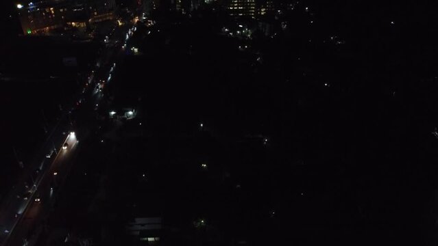 Aerial Night Time Hyper Lapse of Cox's Bazar City in Bangladesh