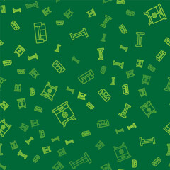 Set line Sofa, Furniture nightstand and Bed on seamless pattern. Vector
