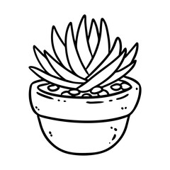 Succulent plant cute doodle image. Aloe hygge mood logo. Media highlights graphic symbol
