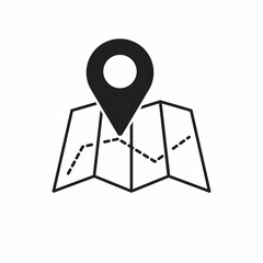 Isolted Location Outline Symbol On Clean Background. Map Element In Trendy Style